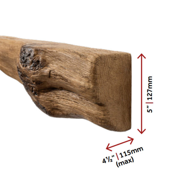 Honey Oak Vintage Non Combustible Timber Effect Fireplace Beam - Image 3